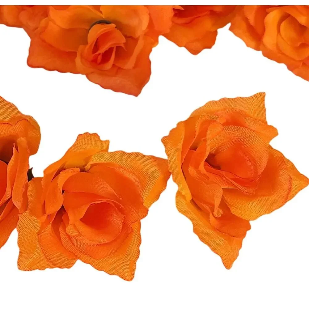 Orange Silk Artificial Rose Flower Heads Stemless Wedding Craft 2.5